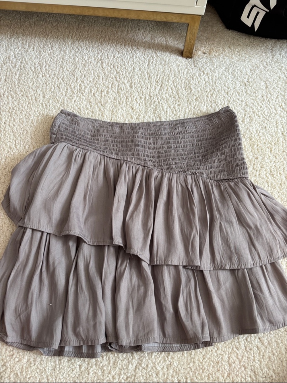 Layered Ruffled Mini Skirt in Taupe